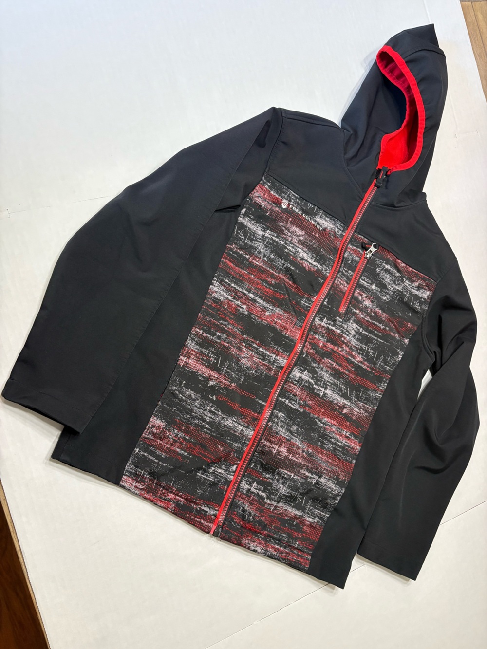 Free Country Black and Red Kids Performance Hoodie Jacket